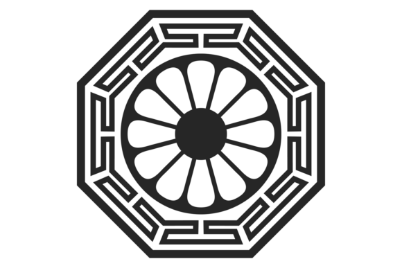 Ancient Korean Emblem Graphics: Stylized Flow Illustration