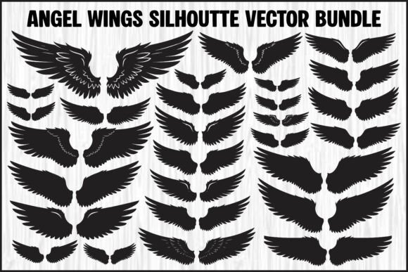 Angel Wings Silhouette Vector Bundle: Graphics & Illustrations for Handmade Creators