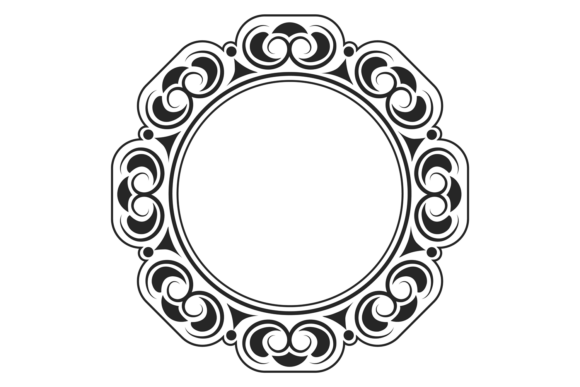Antique Round Border with Vintage Pattern Graphics