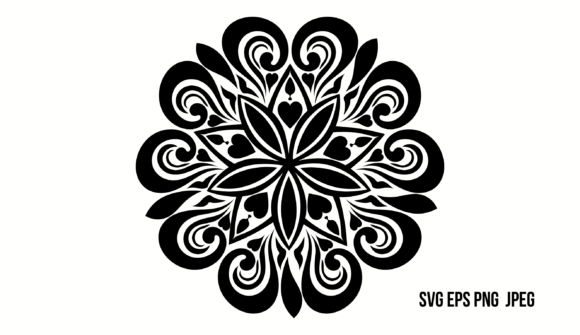 Black Art Nouveau Blossom Graphics & Illustrations