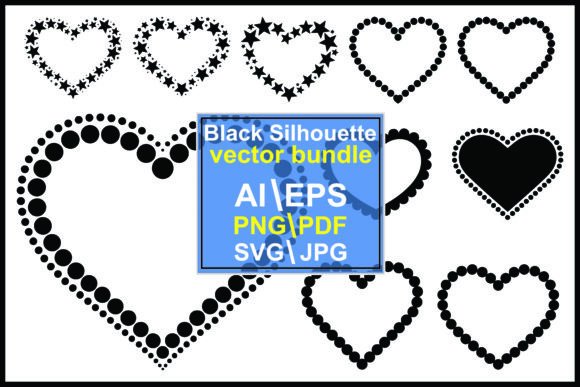 Black Heart Shapes Graphics & Illustrations