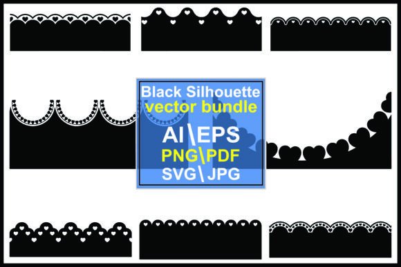 Black Scalloped Borders with White Heart Graphics
