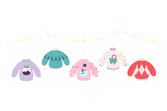 Christmas Sweaters Garland: A Playful Graphics Asset for Festive Branding