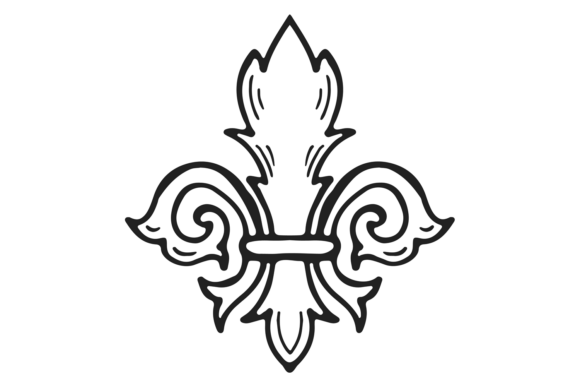 Classic French Flower: Vintage Heraldic Illustration Graphics