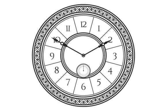 Clock with Black Face & White Numb: Graphic & Illustration Review