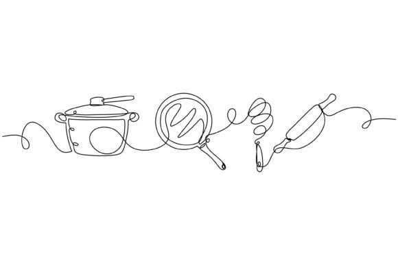 Continuous Line Design of Kitchen Graphics