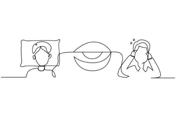 Continuous Line Design of Man Sleeps: Graphics & Illustrations