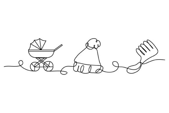 Continuous Line Design of Stroller: Graphics & Illustrations