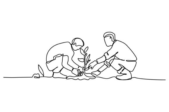Continuous Line Design of Two Young