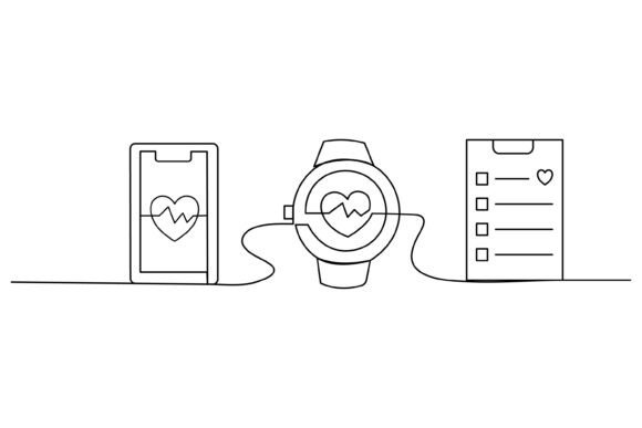 Continuous Line Heart Graphics & Illustrations