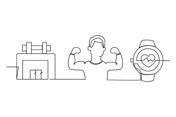 Continuous Line Muscle Graphics & Illustrations