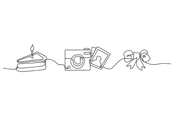 Continuous Line Pieces of Bread Graphics & Illustrations