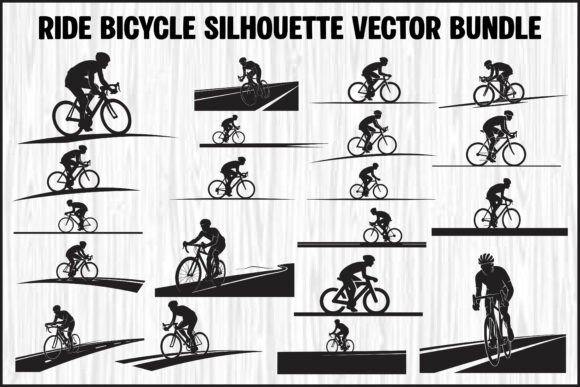 Cyclist Riding Bicycle Silhouette Vector: Graphics & Illustrations