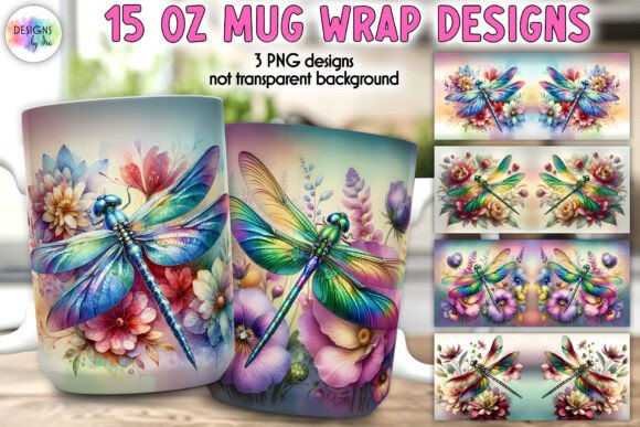 Fantasy Dragonfly and Floral Mug Wrap Graphics Review