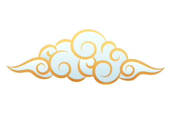 Japanese Cloud Drawing Graphics for Traditional Illustrations