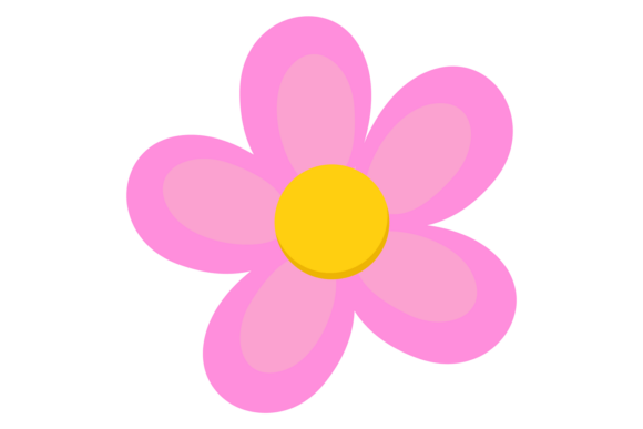 Pink Flower Icon: Natura Bloom Graphics & Illustration