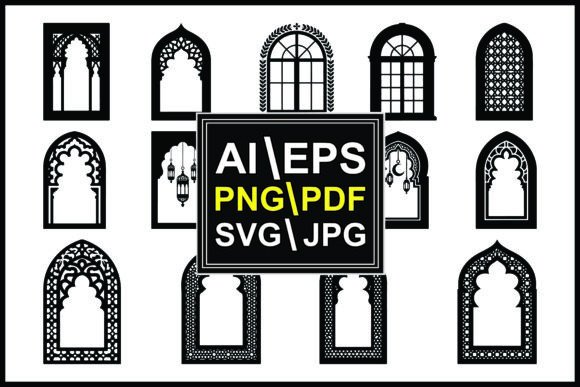 Silhouette Arched Window Patterns Bundle: Graphics & Illustrations