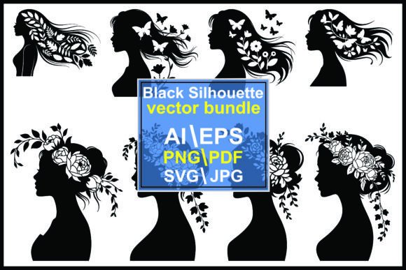 Silhouette of a Woman with Flower Hair