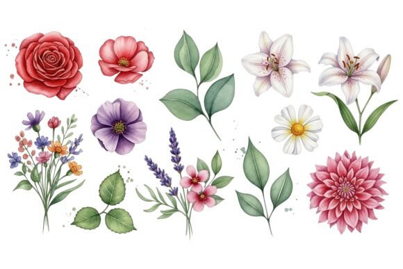 Watercolor Mixed Flower Collection